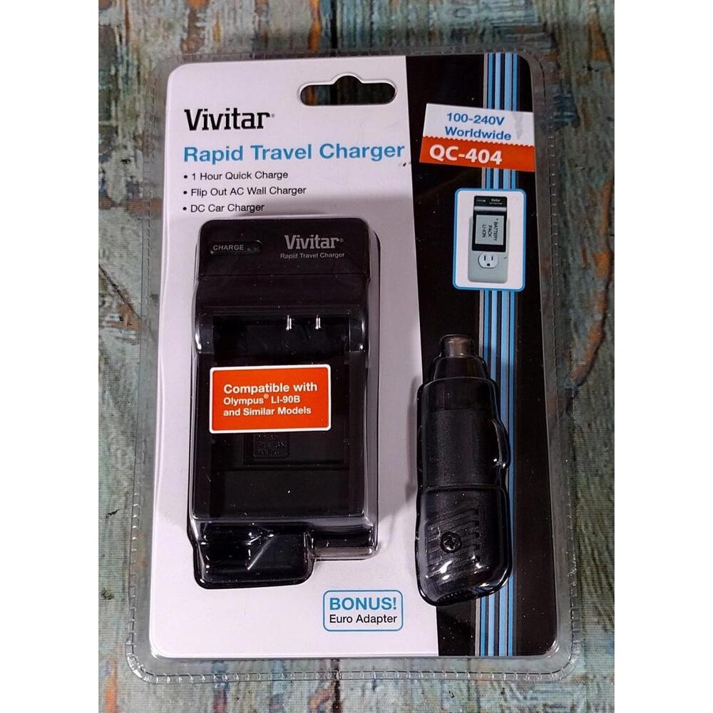 Vivitar Rapid Travel Charger QC-404 with Euro Adapter and Car Charger